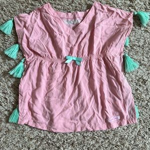 Rufflebutts Pink Tassel Kaftan Coverup